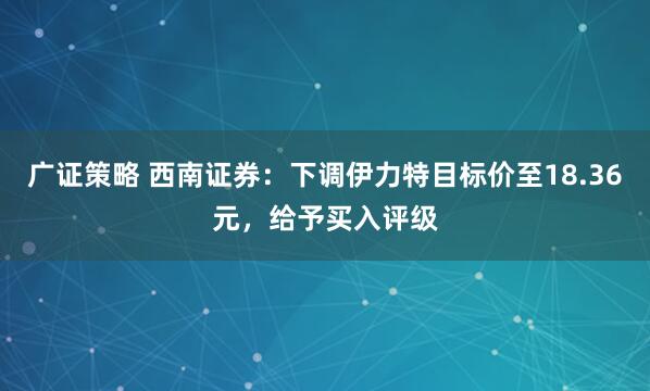 广证策略 西南证券：下调伊力特目标价至18.36元，给予买入评级