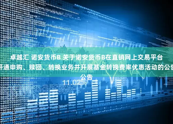 卓越汇 诺安货币B 关于诺安货币B在直销网上交易平台开通申购、赎回、转换业务并开展基金转换费率优惠活动的公告